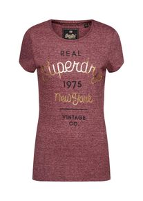 Superdry, Damen T Shirt 'REAL VINTAGE CO 75 ENTRY TEE', Gold / Bordeaux