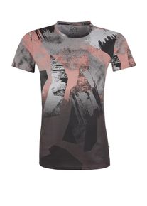 Q/S Designed By, Herren T-Shirt, Grau / Pastellrot / Schwarz