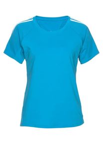 adidas Performance, Damen Shirt 'TRNG Tee 3 Stripes', Neonblau / Weiß
