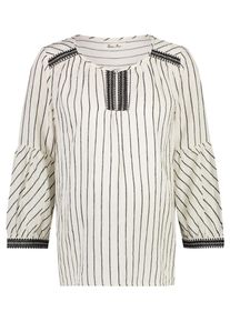 Queen mum, Damen Bluse 'Blouse ls', Schwarz / Weiß
