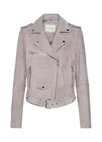 Review, Damen Lederjacke 'BELTED VELOURS', Grau