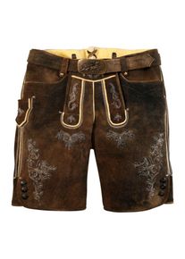 Spieth & Wensky SPIETH & WENSKY, Herren Lederhose aus Hirschleder, Beige / Schoko / Dunkelbraun