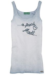 Country Line, Damen Trachtentop mit Paillettenstickerei, Hellblau
