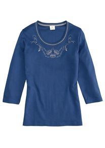 HOHENSTAUFEN, Damen Trachtenshirt mit Stickerei, Dunkelblau