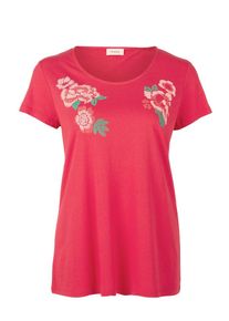 TRIANGLE, Damen T-Shirt mit Blu-Stickerei, Grenadine