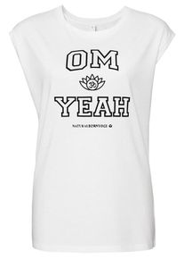 Natural Born Yogi, Damen Yoga-top 'om Yeah', Wei&szlig;