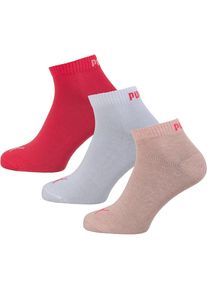 Puma, Damen Kurzsocken, Hellgrau / Puder / Rot