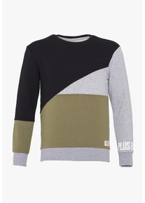 PLUS EIGHTEEN, Herren Sweatshirt, Grau / Khaki / Schwarz