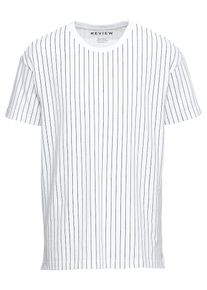 Review, Herren T-Shirt 'RN PINSTR PIQUE', Wei&szlig;