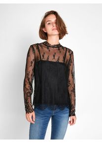Pieces, Damen Langarmbluse, Schwarz