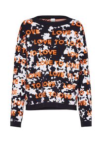 BOSS, Damen Pullover 'Iskyla', Orange / Schwarz / Wei&szlig;