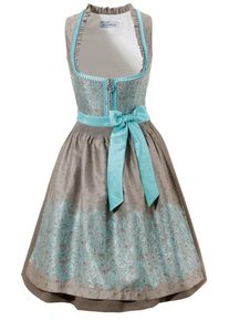MONDKINI, Damen Dirndl midi in frischer Farbkombination, Türkis / Taupe