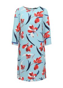 Apart, Damen Kleid mit ¾- langen Ärmeln, Creme / Hellblau / Orangerot