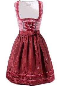 Marjo, Damen Dirndl kurz mit Bänderschnürung, Pink / Dunkelrot