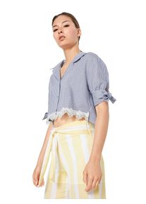 THE KOOPLES, Damen Bluse 'STRIPES & LACE', Blau