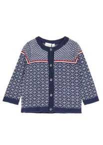 name it, Mädchen Woll-Strickjacke, Blau / Rot / Naturweiß