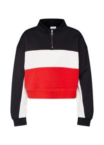 Noisy may, Damen Pullover 'NMIZZY L/S ZIP SWEAT X', Rot / Schwarz / Weiß