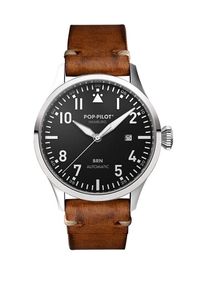 POP PILOT, Herren Uhr 'Automatik BRN', Karamell / Schwarz / Silber