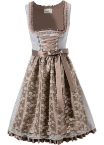 Marjo, Damen Dirndl kurz mit seitlichem Zipp, Blau / Taupe