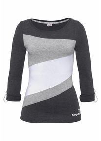 Kangaroos, Damen Longsleeve, Grau / Schwarz / Weiß