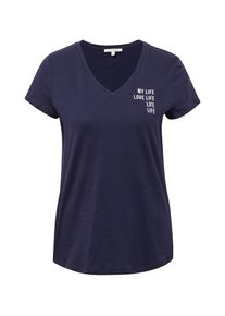 Tom Tailor Denim, Damen T-Shirt, Dunkelblau / Weiß
