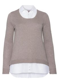 sheego Class, Damen 2-in-1-Pullover, Hellgrau
