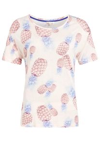Khujo, Damen T-Shirt 'Ornate Print', Blau / Pink / Wei&szlig;