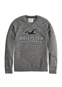 Hollister, Herren Pullover 'CORE GRAPHIC CREW 4CC', Grau