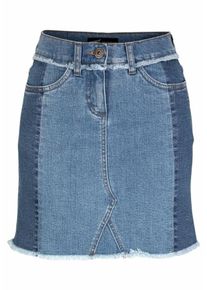 Arizona, Damen Jeansrock mit Fransenabschl&uuml;ssen, Blau