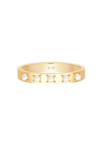 Elli, Damen Bandring 'Perlen', Gold / Perlweiß