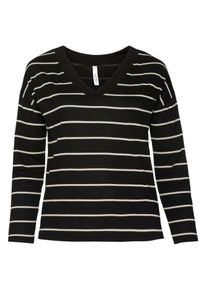 sheego Casual, Damen Langarmshirt, Schwarz / Weiß