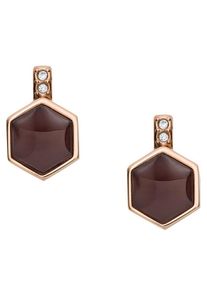Fossil, Damen Ohrstecker 'Classics', Braun / Rosegold