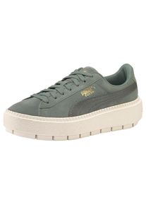 Puma, Damen Sneaker 'Suede Platform Trace Jr', Gold / Mint / Weiß