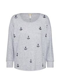 Key Largo, Damen Pullover 'WLS SAILOR round 3/4', Hellgrau / Graumeliert / Schwarz