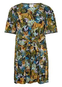 JUNAROSE, Damen Gemustertes Kleid, Dunkelgelb / Grün