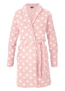 Vivance, Damen Morgenmantel aus Teddypl&uuml;sch mit Sternmuster, Rosa / Wei&szlig;