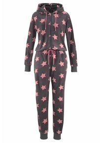 Vivance, Damen Heller Jumpsuit im Sternendesign, Braun / Hellpink