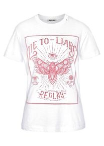 Replay, Damen T-Shirt, Rot / Weiß