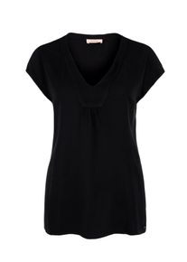 TRIANGLE, Damen V-Neck-Bluse aus Crêpe, Schwarz