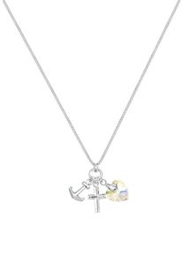 Elli, Damen Halskette 'Anker, Herz, Kreuz, Multipendants', Weiß