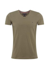 Tommy Hilfiger, Herren Shirt 'STRETCH SLIM FIT VNECK TEE', Oliv