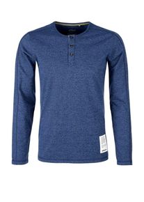 s.Oliver RED LABEL, Herren Slim: Meliertes Henley-Shirt, Dunkelblau