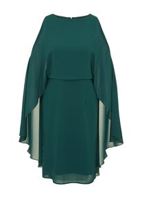 Apart, Damen Chiffonkleid schulterfrei mit Cape, Smaragd