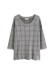 Violeta by Mango, Damen Pullover 'Contrast', Graumeliert / Schwarz