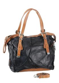 A.S.98, Damen Henkeltasche, Cognac / Schwarz