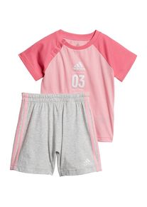 adidas Performance, T-Shirt + Shorts, Graumeliert / Rosa / Pitaya