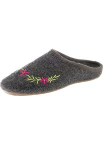Haflinger, Damen Pantoffeln 'Dakota Flower', Dunkelgrau