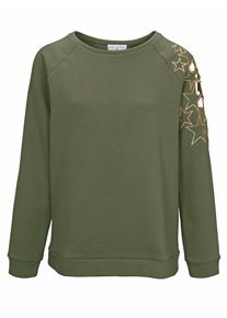 Heine, Damen Sweatshirt 'Sterne', Oliv