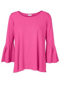 Heine, Damen Rundhalspullover mit Trompeten&auml;rmel, Pink