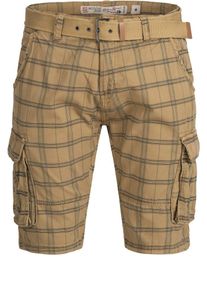 INDICODE JEANS, Herren Cargohosen 'Monroe Check', Hellbraun / Dunkelgrau